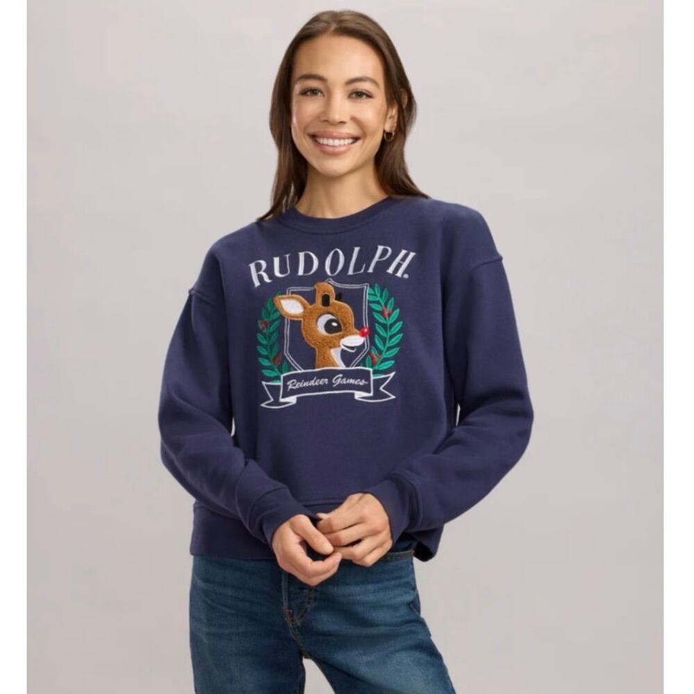 NEW Tipsy Elves Rudolph Wreath Sweatshirt Cozy Holiday Christmas Graphic Luxe